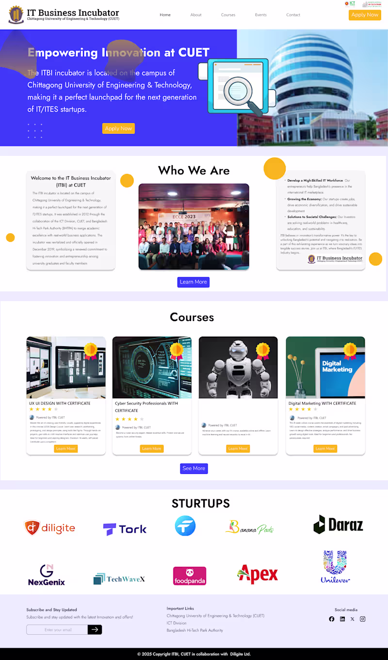 Cover image for Dynamic web landing page design (ITBI, CUET) by Jiaul Hossain o…