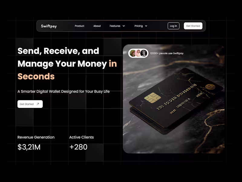 Cover image for Swiftpay – Digital Wallet Landing Page Redesign