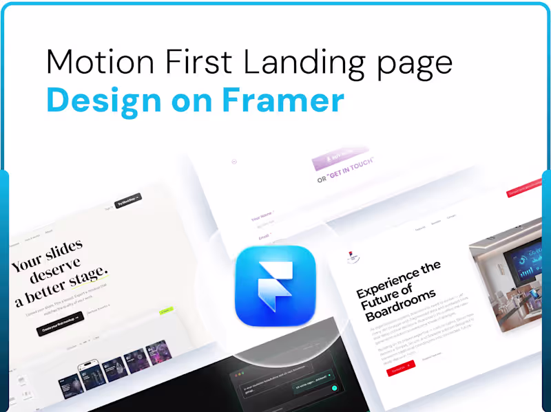 Cover image for Motion First Landing Page Design on Framer