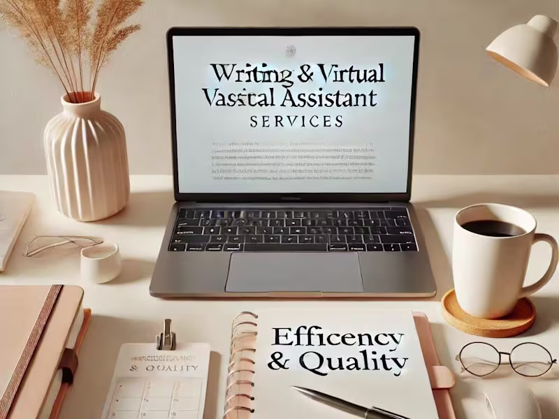 Cover image for Writer and virtual assistant, delivering quality and efficiency.