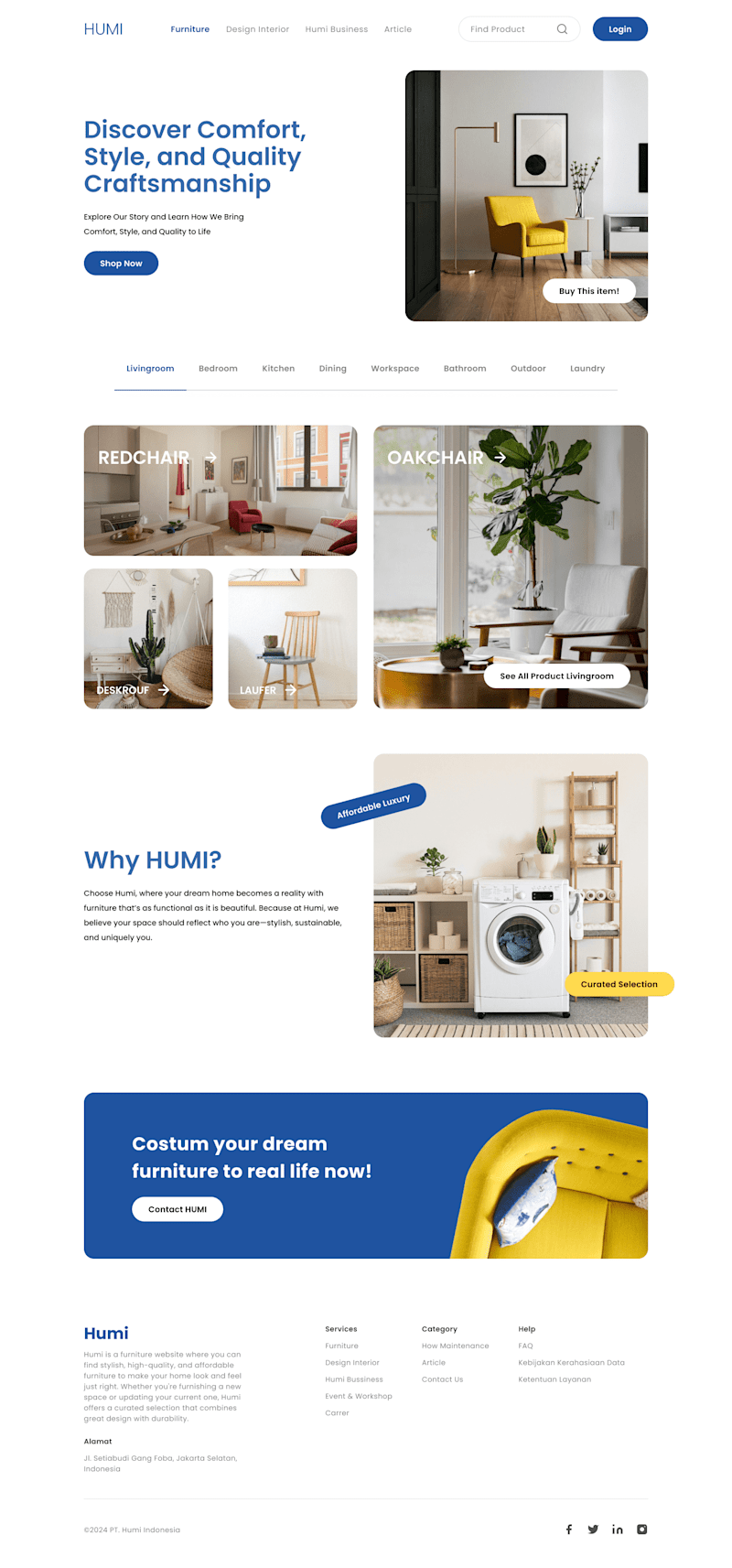 Cover image for Landing Page Copywriting | Humi Landing Page (Furniture)