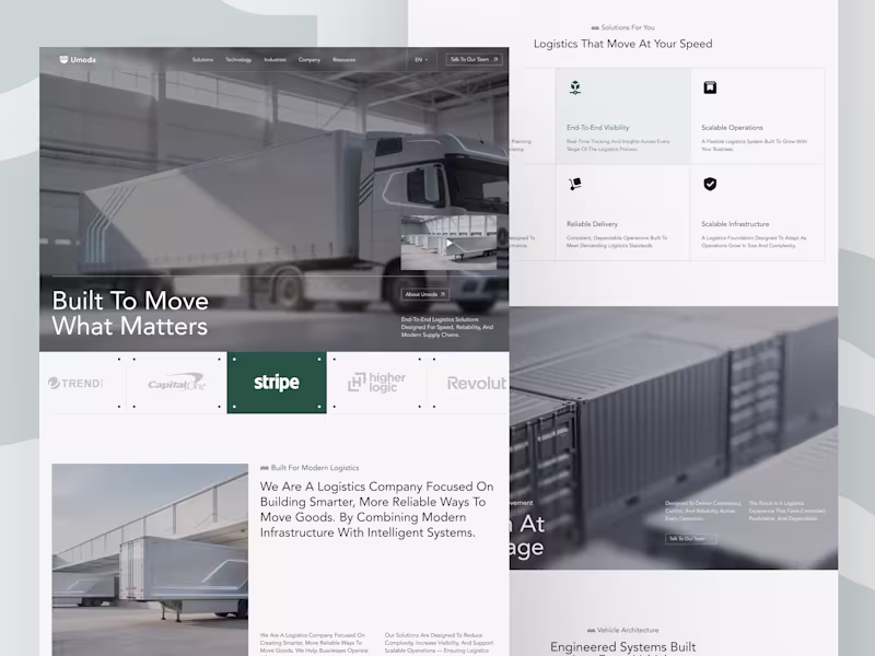 Cover image for Umoda – Logistics System Website Landing Page UI/UX Design