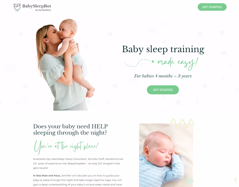 Cover image for Sales Page for Baby Sleep Training