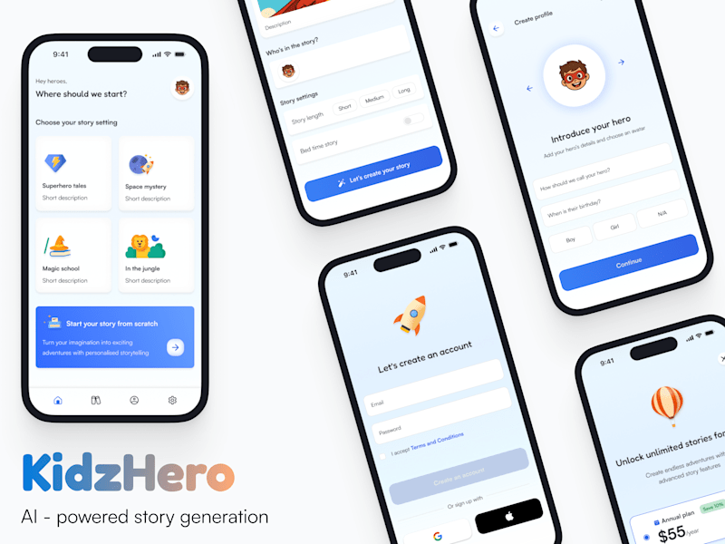 Cover image for KidsHero - AI Story App Design