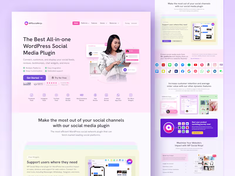 Cover image for WP Social Ninja WordPress Plugin - Full Website Redesign