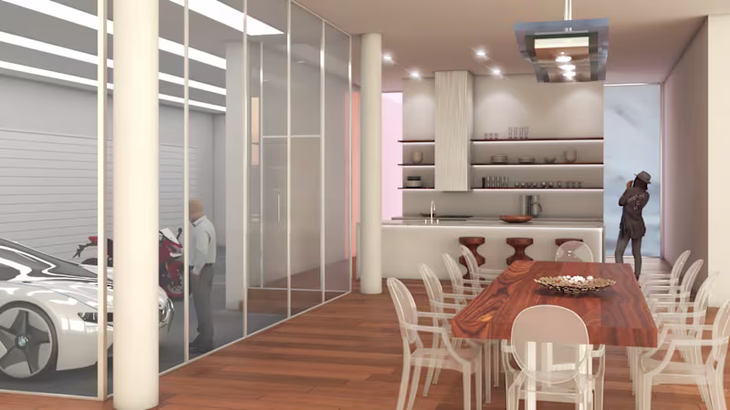 Cover image for Modern Kitchen & Garage Interior — 3D Visualization A seamle...