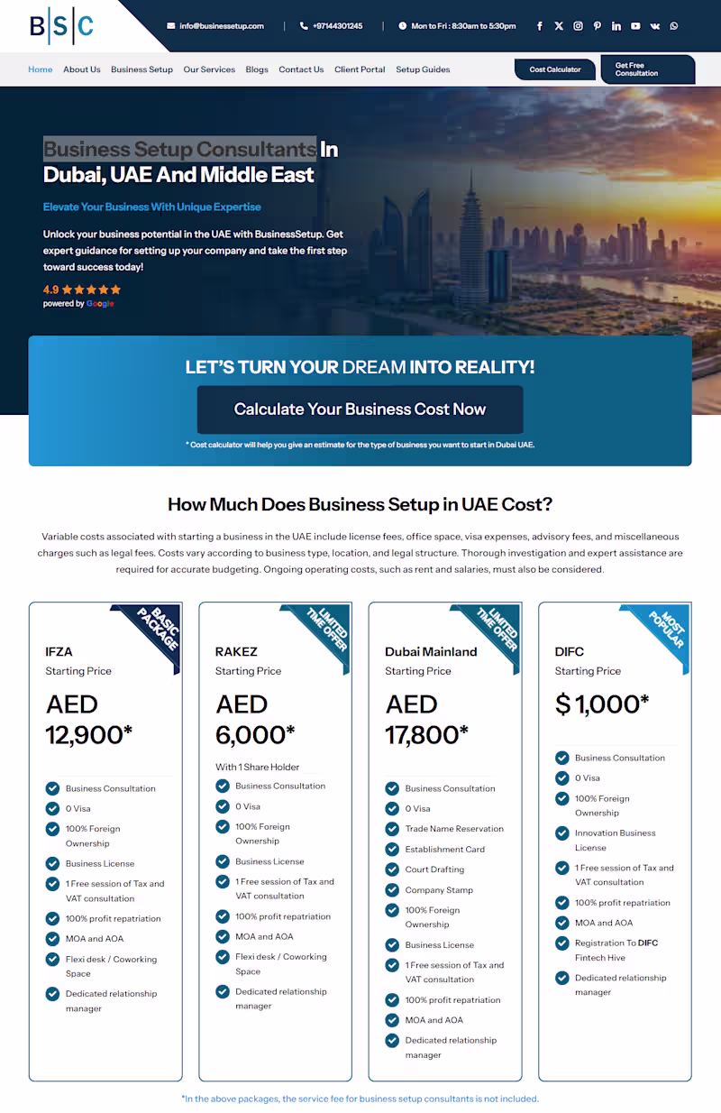 Cover image for Business Setup Consultants Website SEO My objective was to e...