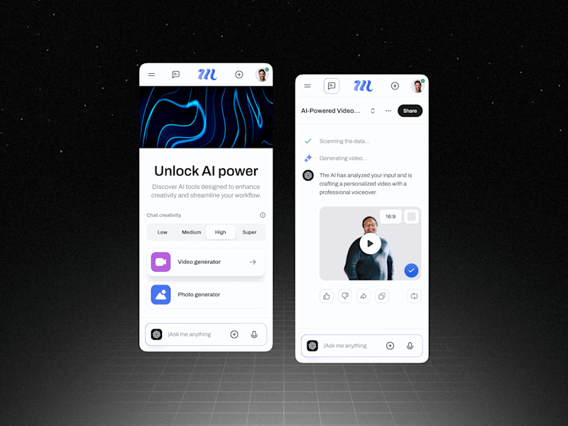 Cover image for InnspireAI | AI Creativity Platform Mobile App Design