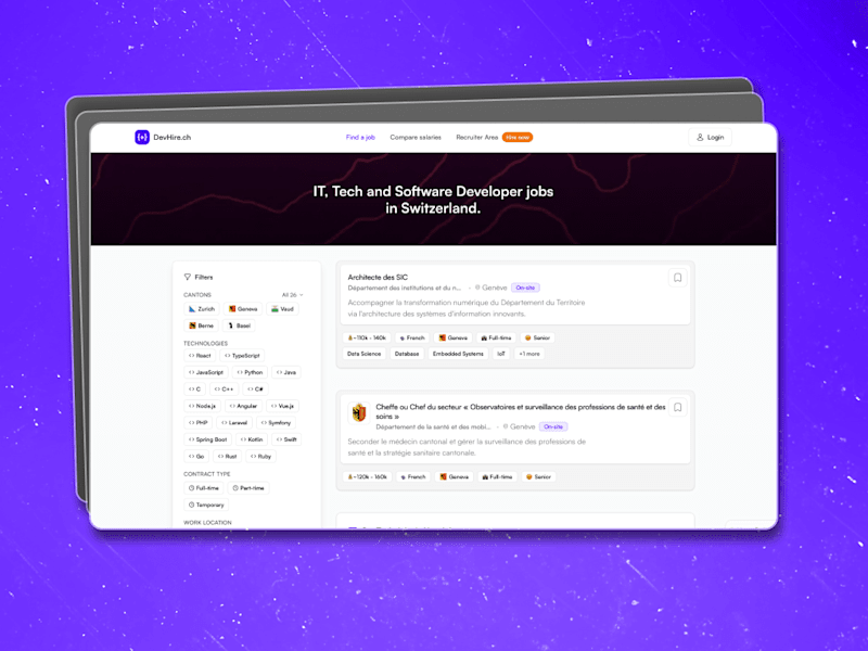 Cover image for DevHire.ch - Job board for Devs in Switzerland