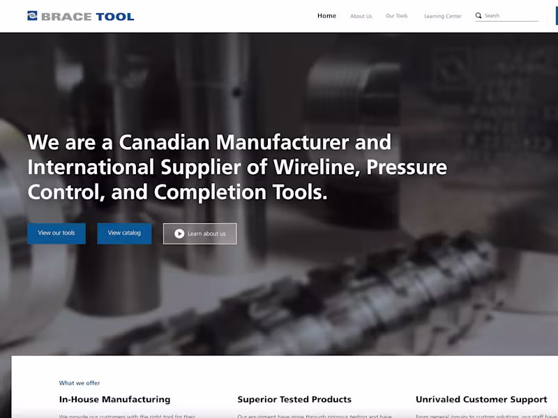 Cover image for Website Design & Build for Brace Tool Inc.