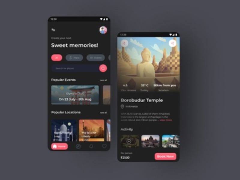 Cover image for Travel app UI concept