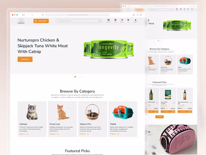 Cover image for Catmania - Pet Food & Accessories E-commerce UI Design