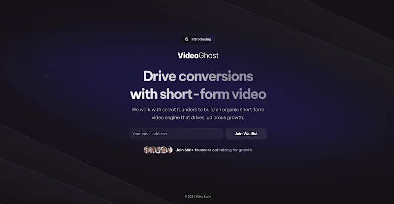 Cover image for Framer Waitlist Landing Page: VideoGhost