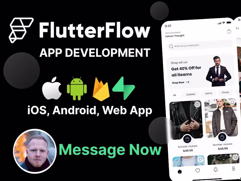 Cover image for Custom App Development with FlutterFlow (Web, iOS & Android)
