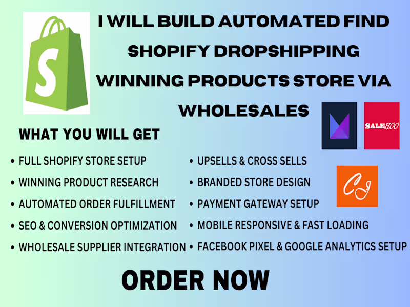 Cover image for I will setup shopify dropshipping store build ecommerce website