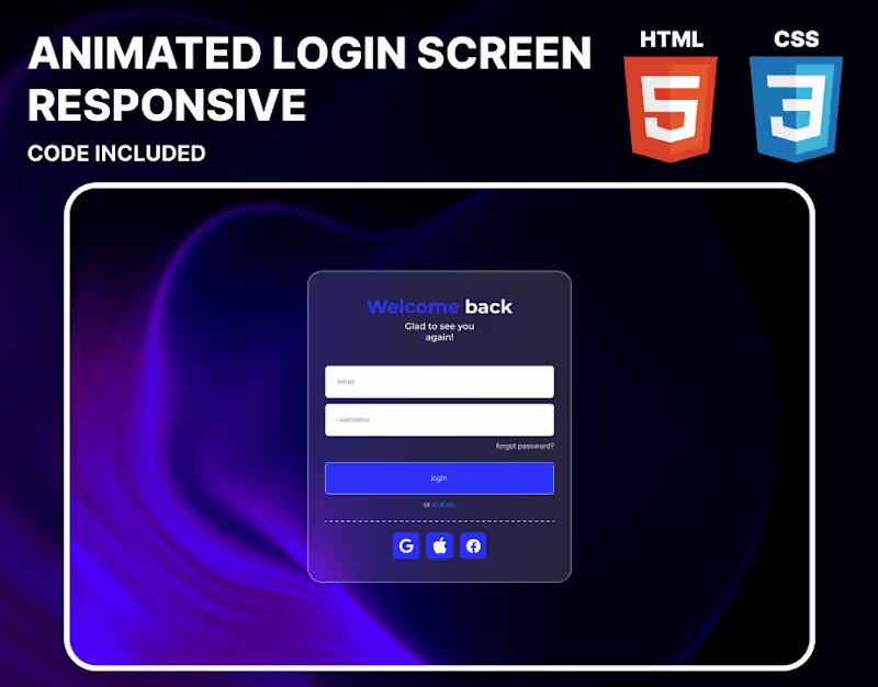 Cover image for ANIMATED LOGIN SCREEN RESPONSIVE | CODE INCLUDED 