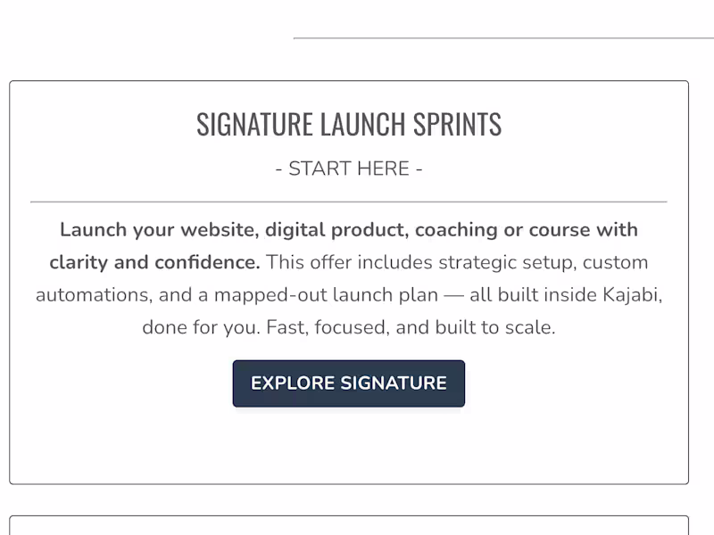 Cover image for Signature Launch Sprint Kajabi  Setup & Digital Launch Strategy