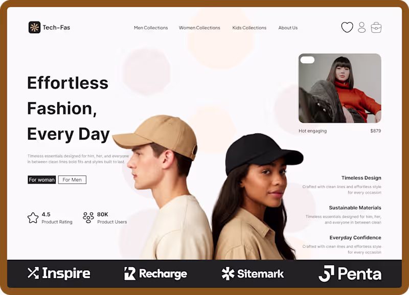Cover image for 🧥 Tech-Fas — Fashion Landing Page Effortless fashion, every...