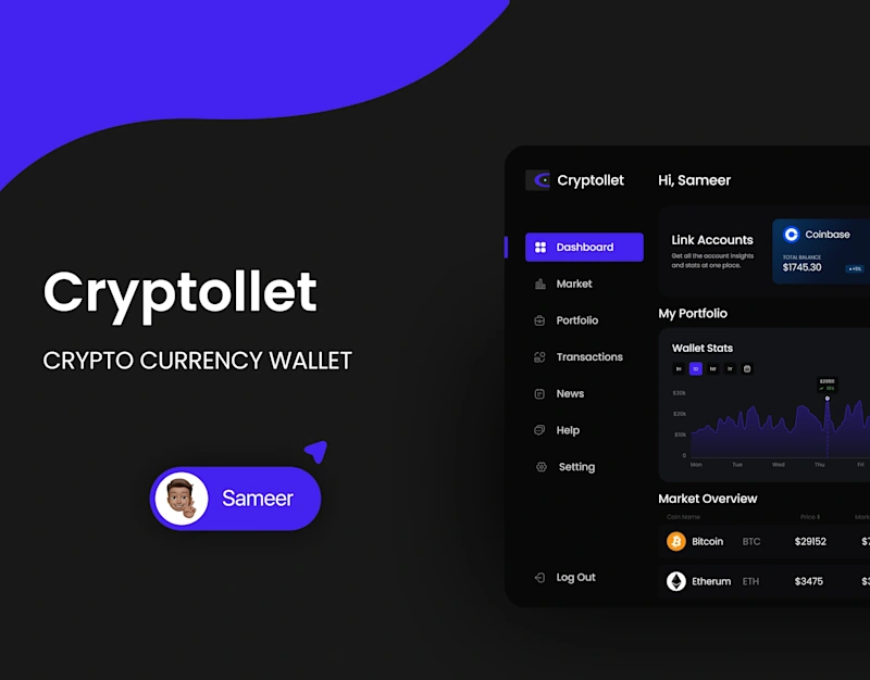 Cover image for Crypto Dashboard - Cryptollet UI Design
