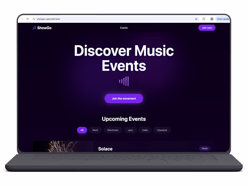 Cover image for ShowGo: AI-Powered Live Music Event Web App