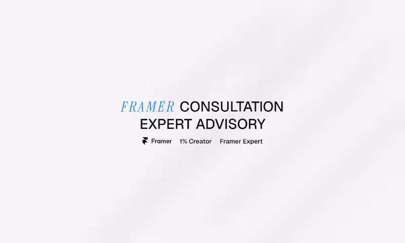 Cover image for Framer Consultation & Strategic Advisory
