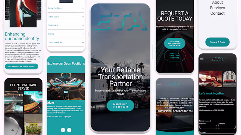 Cover image for ETA Trans Inc. Website 