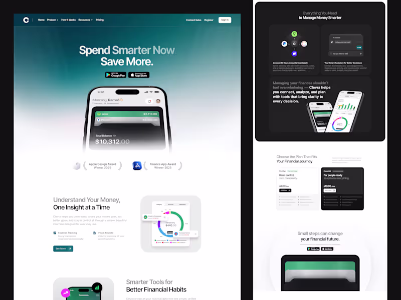 Cover image for Clevra - Finance SaaS Landing Page