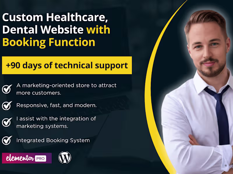 Cover image for Custom healthcare or dental website with booking feature