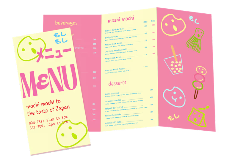 Cover image for Menu for a Japanese dessert