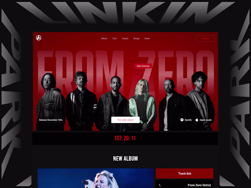 Cover image for Linkin Park «From Zero» album release website