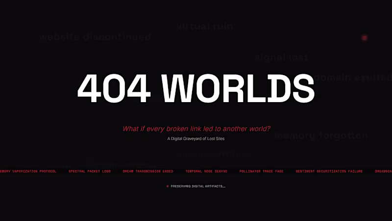 Cover image for 404 WORLDS: DIGITAL GRAVEYARD OF LOST SITES