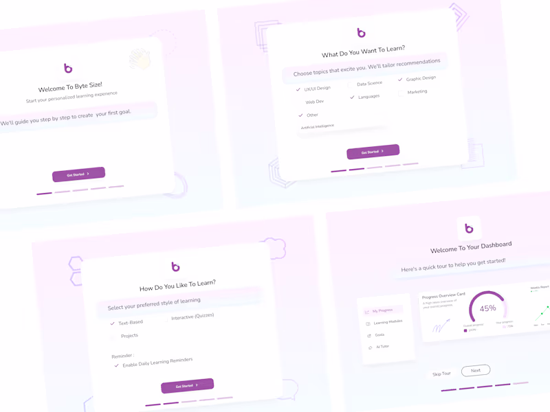 Cover image for ELearning Onboarding Flow — UI Design