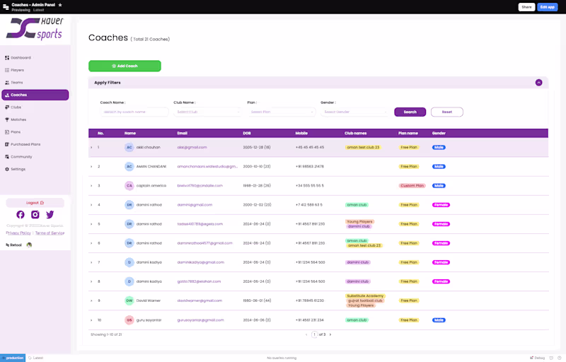 Cover image for Xaver Sports SaaS Platform - Retool App