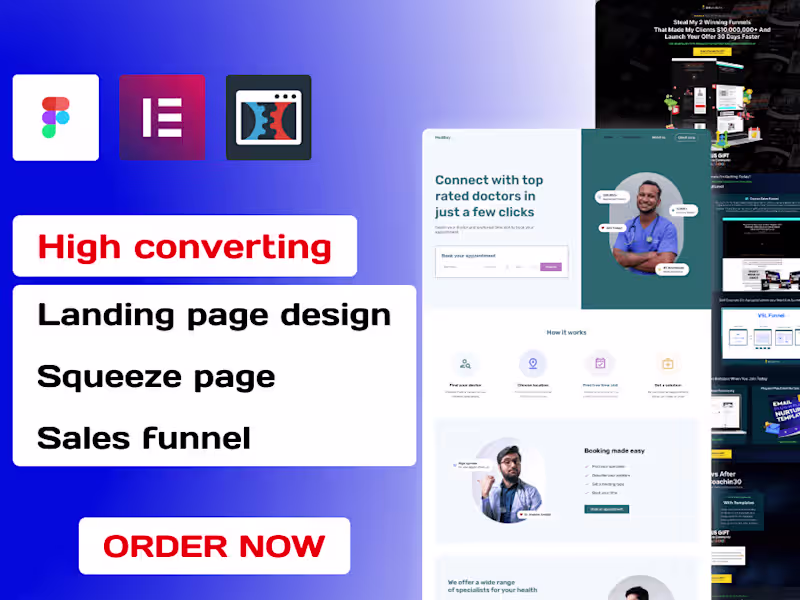 Cover image for I will design a landing page in figma, elementor or clickfunnels