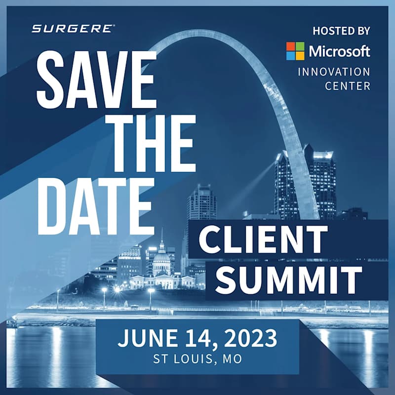 Cover image for Surgere Client Summit: Save the Date Design