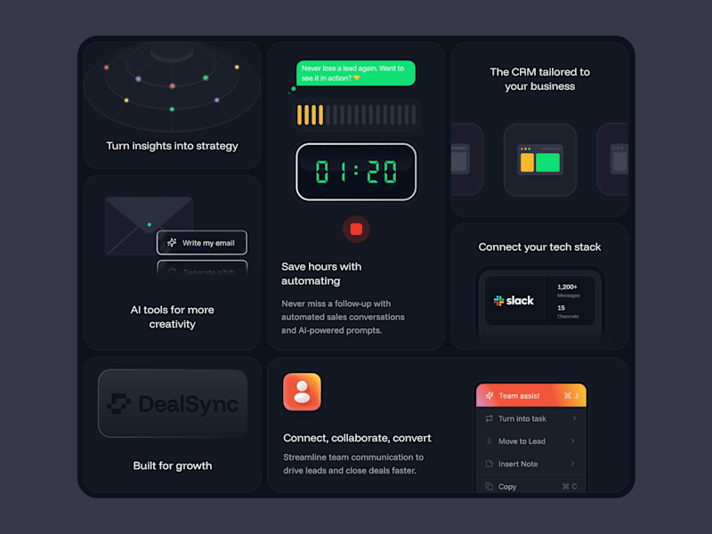 Cover image for Bento Section for the DealSync CRM platform