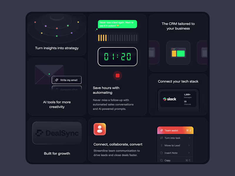 Cover image for Bento Section for the DealSync CRM platform