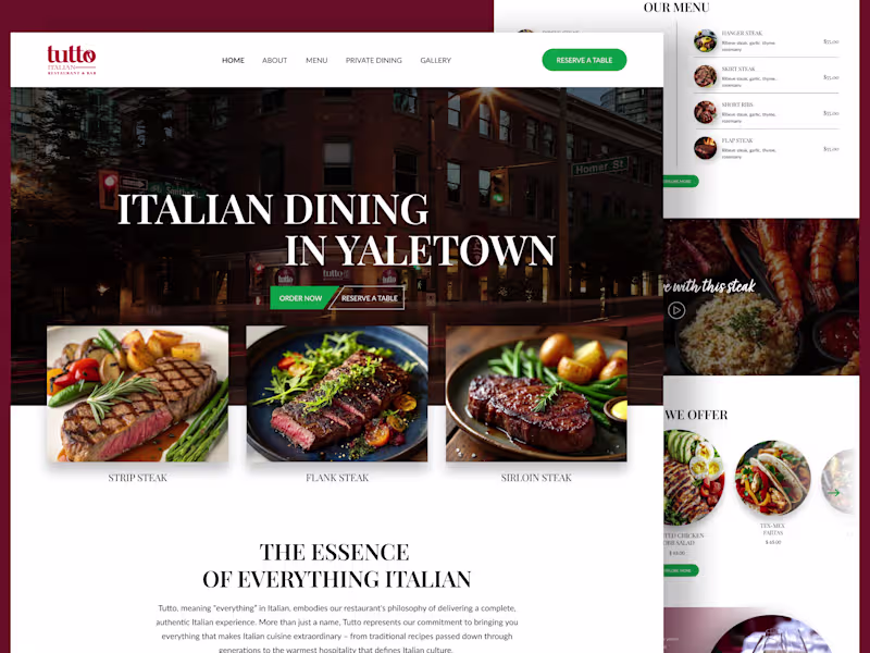 Cover image for Tutto, Modern Fine Dining Website
