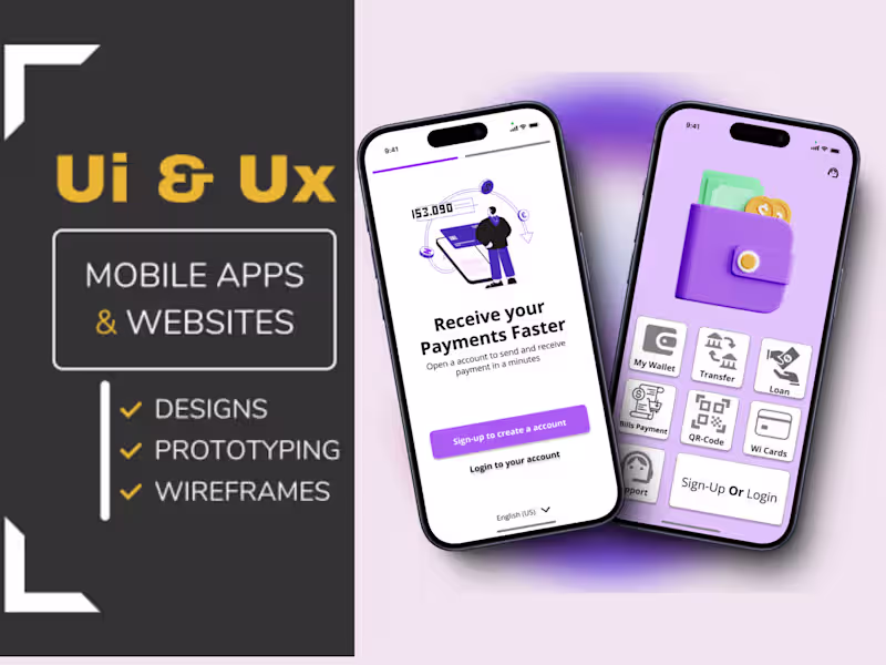 Cover image for UI UX mobile app or website design and wireframing Using FIgma
