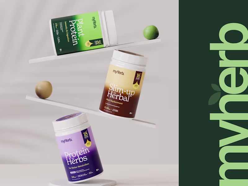 Cover image for Redesign of MyHerb’s nutrition range, focusing on clarity, b...