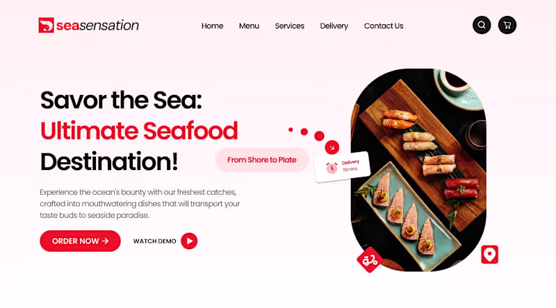Cover image for Landing Page in Figma for sea food restaurant