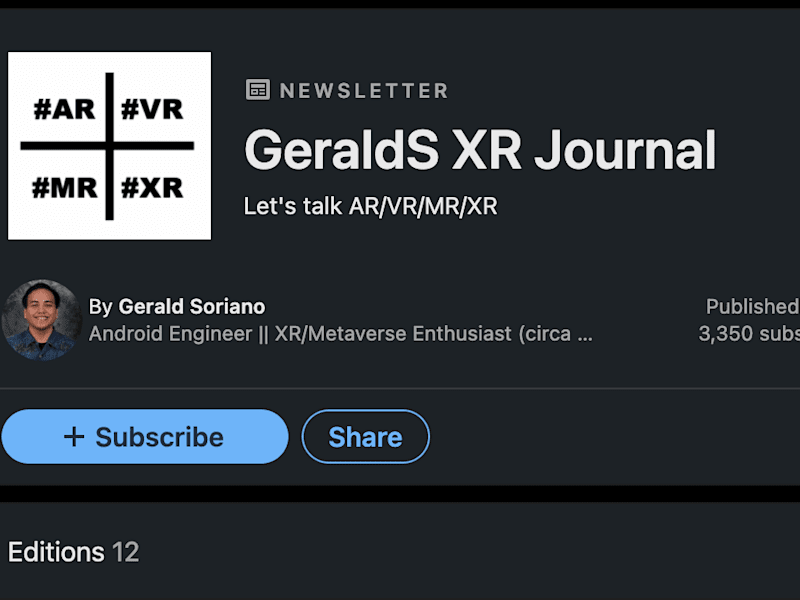 Cover image for GeraldS XR Journal - LinkedIn Newsletter Series
