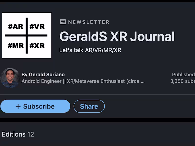 Cover image for GeraldS XR Journal - LinkedIn Newsletter Series