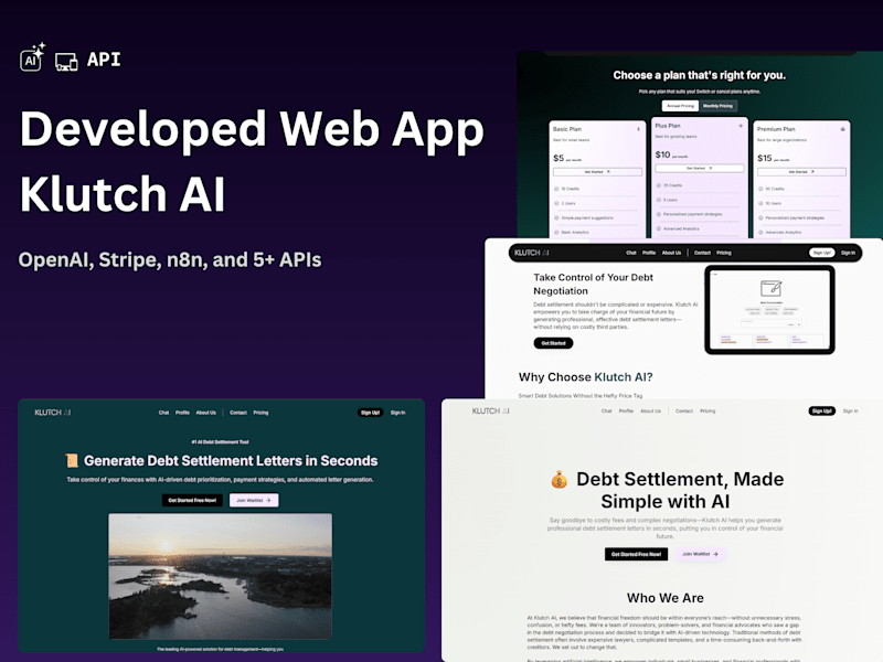 Cover image for Klutch AI Debt Settlement Web Application