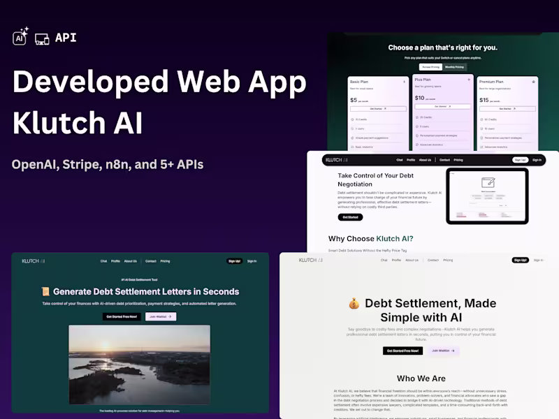 Cover image for Klutch AI Debt Settlement Web Application