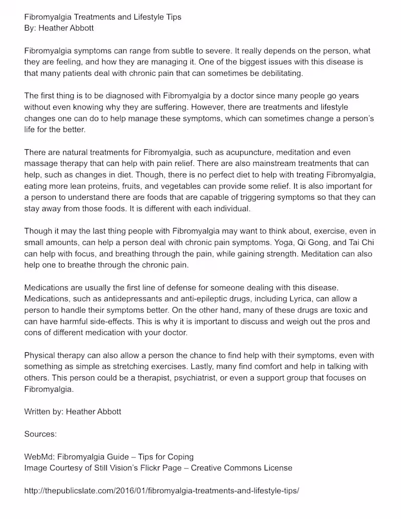 Cover image for “Fibromyalgia Treatments & Lifestyle Tips”