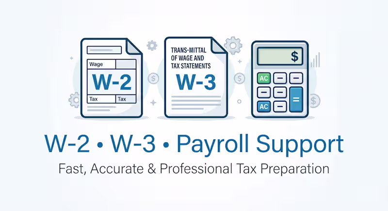 Cover image for W‑2 & W‑3 Payroll Tax Preparation