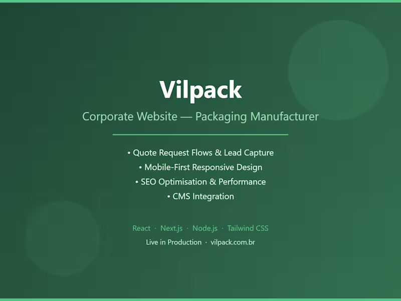 Cover image for Vilpack — Corporate Website for Packaging Manufacturer