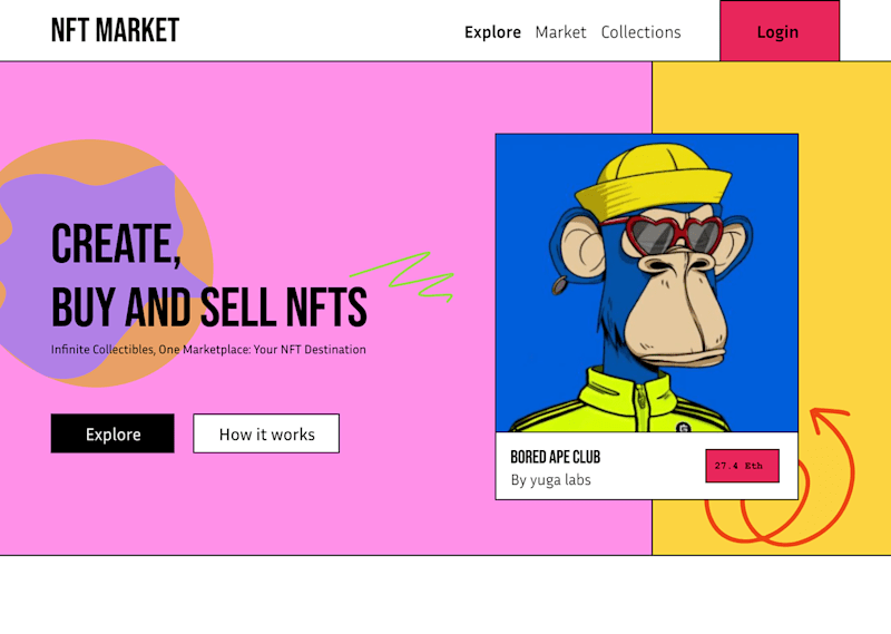 Cover image for Neubrutalism NFT Market on Behance