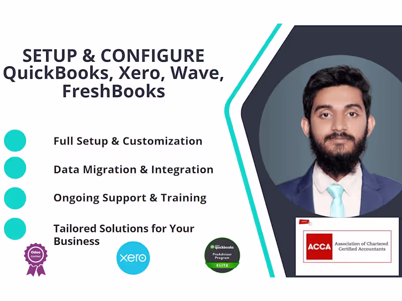 Cover image for Set up and configure QuickBooks, Xero, wave for businesses